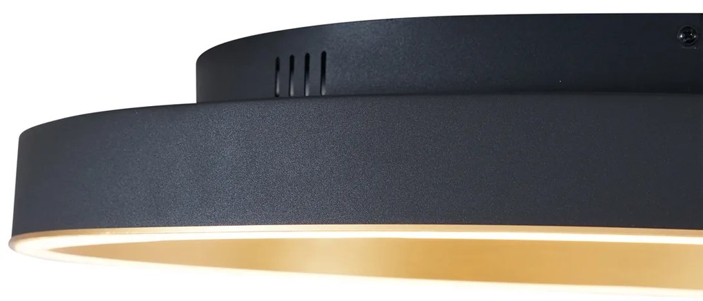 Designerska lampa sufitowa czarna ze złotem 60 cm z wbudowaną diodą LED z 3-stopniowym przełącznikiem - IngoDesignerski Oswietlenie wewnetrzne