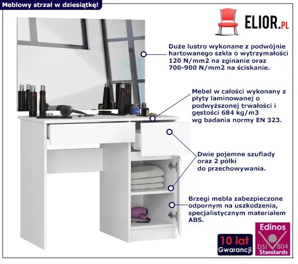 Biurko z toaletką z lustrem na kosmetyki prawostronne A4-G06