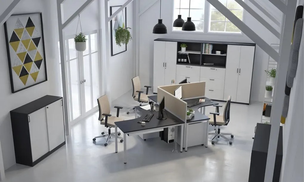Regał biurowy EASY SPACE CABINET HO 5-OH 80cm czarny zamykany NOWY STYL