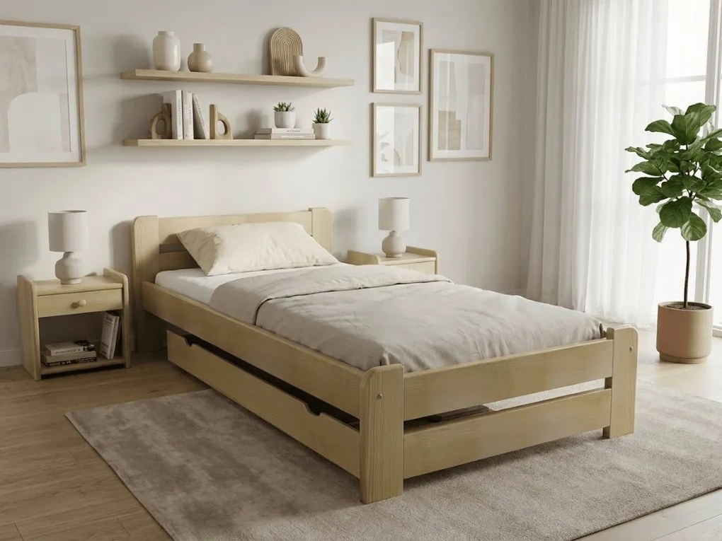 Łóżko Laura 90 x 200 cm, sosna Stelaż: Bez stelaża, Materac: Materac Coco Maxi 20 cm