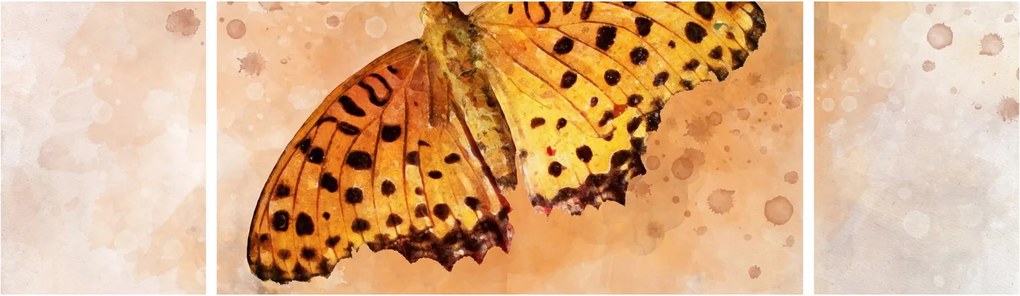 Obraz - Pomarańczowy motyl, akwarela (170x50 cm)