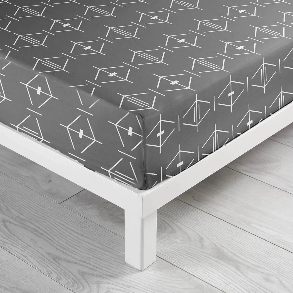 Ciemnoszare bawełniane prześcieradło z gumką 140x190 cm Aristide – douceur d'intérieur