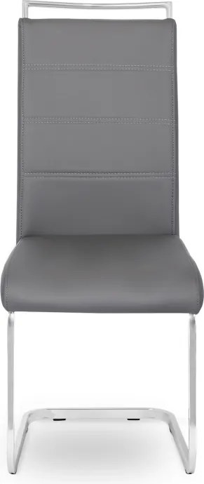Krzesło Tapicerowane do Jadalni LOCA Szare Na Płozach Ekoskóra Nowoczesne