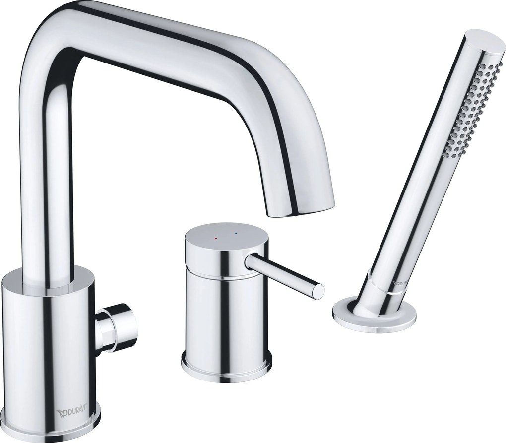 3-otworowa bateria wannowa Duravit CircleChrom - AirPlus - EasyClean - 2 tryby wylewki