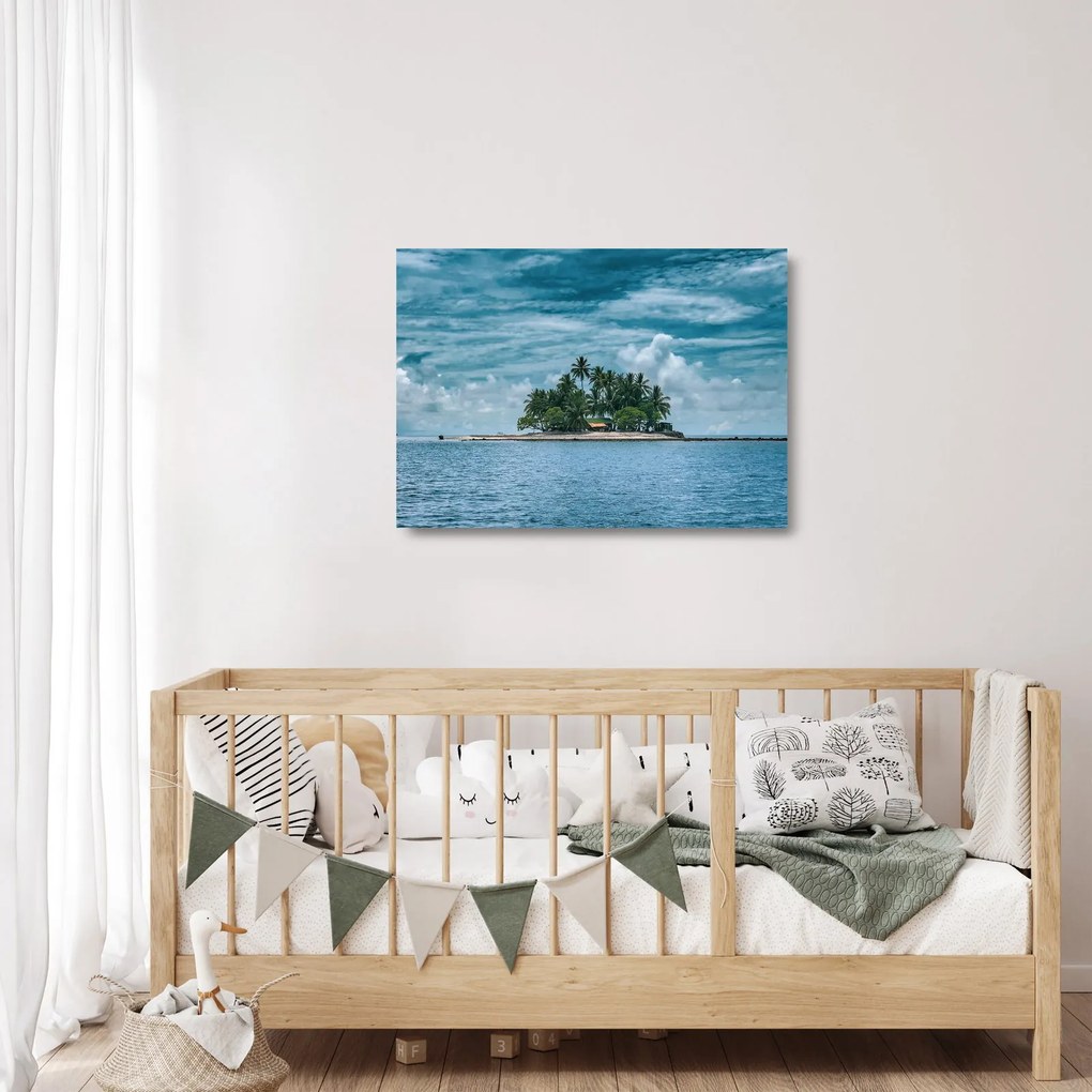 Obraz na szkle - wyspa na morzu (70x50 cm)