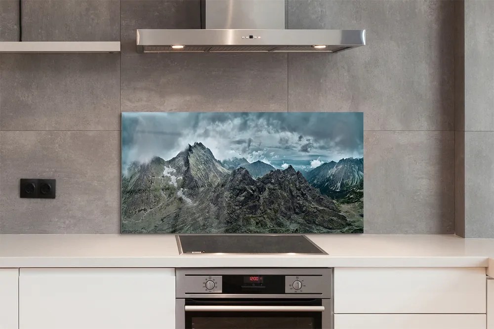 Panel szklany do Kuchni Surowe Skalne Szczyty