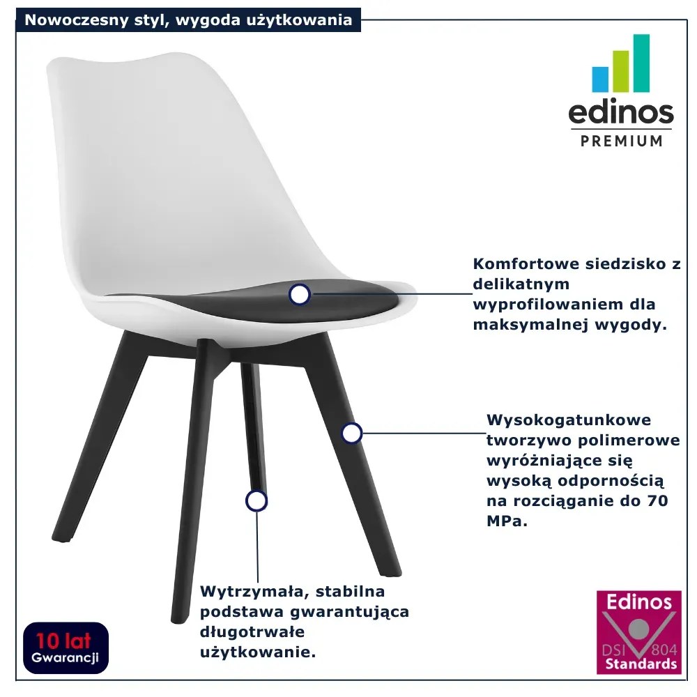 Biało czarne krzesło kuchenne - Ares 4X