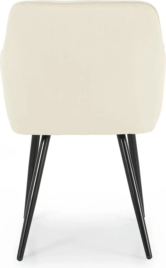 Zestaw 6 kremowych krzeseł welurowych na czarnej podstawie - Lorviano