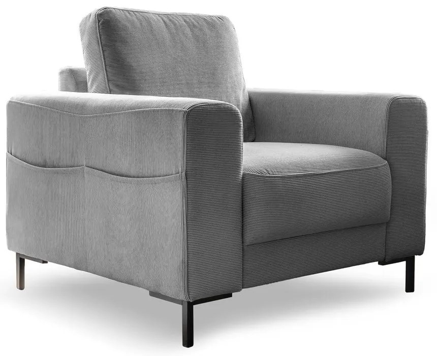 Szary sztruksowy fotel Lofty Lilly – Miuform