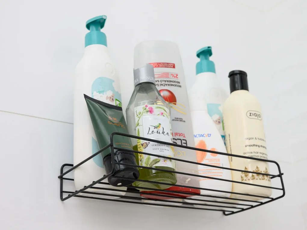 Półka łazienkowa bez wiercenia VIENTO, czarna