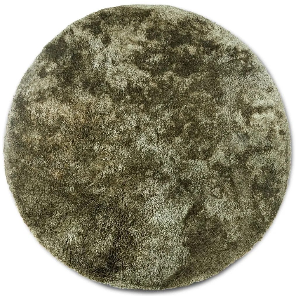 Dywan Cosy Shaggy Zielony Elle Decoration Koło – miękki, wysoki włos 200 cm x 200 cm Certyfikat Oeko-Tex