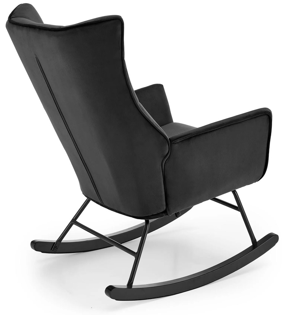 Fotel bujany, czarny, welur, na płozach BAZALTO