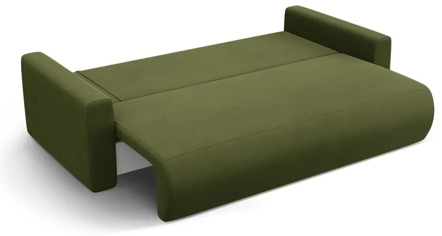 Zielona aksamitna rozkładana sofa ze schowkiem 238 cm Belfast – Cosmopolitan Design