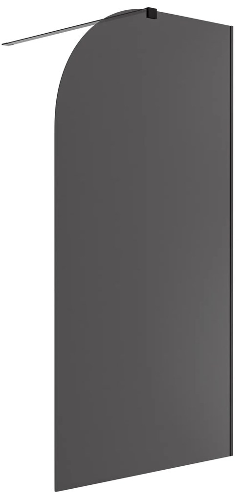 Ścianka prysznicowa WALK IN FIX grafitowa półokrągła 8 mm MOLIS Grafit Moon MASSI | różne rozmiary : Kolor profili kabiny - złoty szczotkowany, Szerokość ścianki - 80 cm, Typ montażu - WALK in FIX (Do ściany)