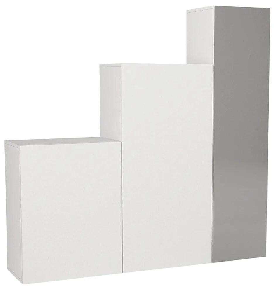 Szafa modułowa 3-drzwiowa - Z lustrem - szer. 180 cm - Biały - TELEZA