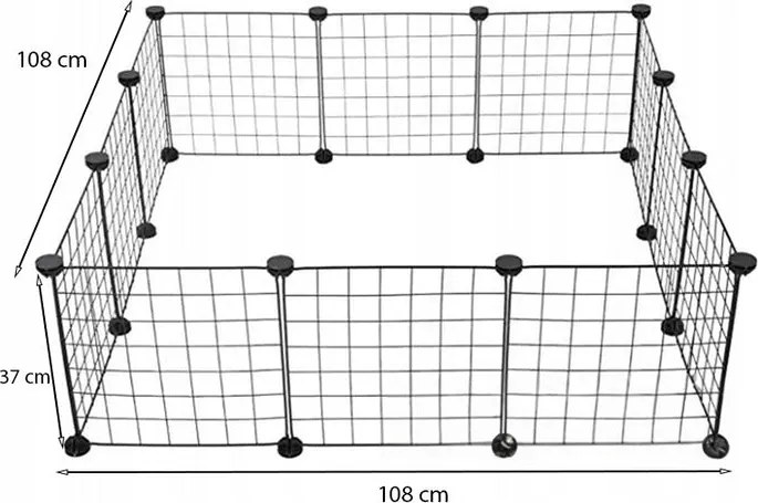 Czarny kojec zagroda metalowa dla psa kota szczeniaka królika 108 cm