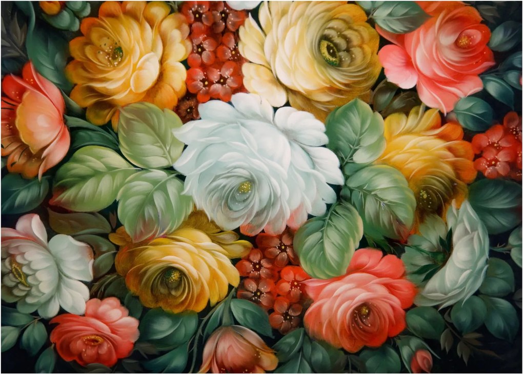 Obraz namalowanego bukietu kwiatów (70x50 cm)