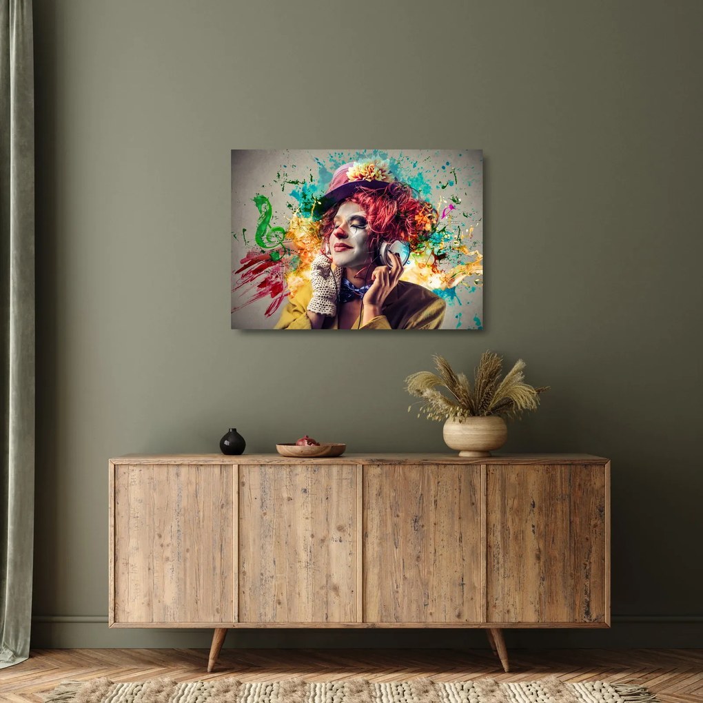 Obraz na szkle - Artystka ze słuchawkami (70x50 cm)
