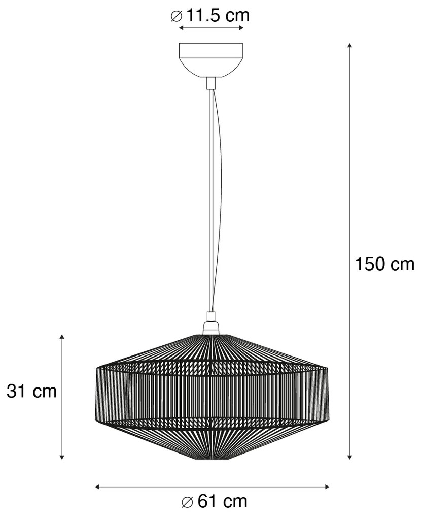 Japandi hanglamp bruin touw 61cm - SveaJapandi Oswietlenie wewnetrzne