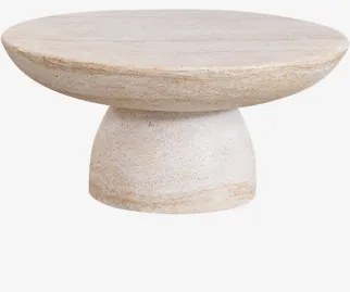 Okrągły Stolik Kawowy Ø70 Cm Z Cementu Zenadia Look Travertino - Sklum