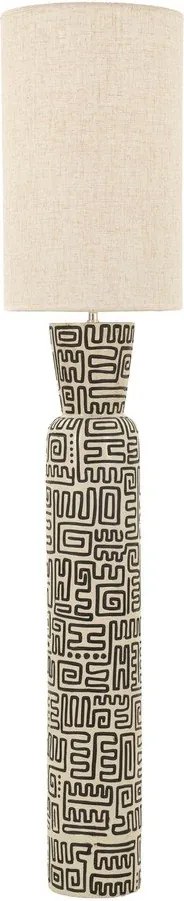 Czarno-kremowa lampa stojąca z tekstylnym kloszem (wysokość 145 cm) Nairobi – Mauro Ferretti