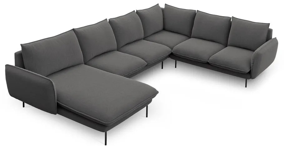 Ciemnoszara sofa w kształcie litery U Cosmopolitan Design Vienna, prawostronna