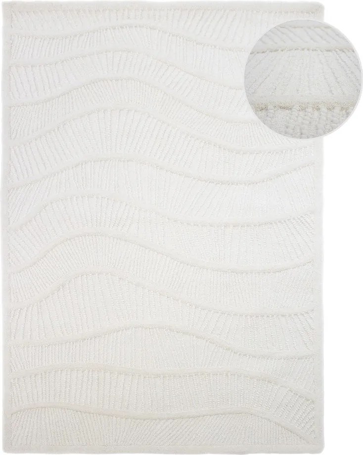 Biały dywan z mieszanki wełny tkany ręcznie 200x290 cm Sculptured Wave – Flair Rugs