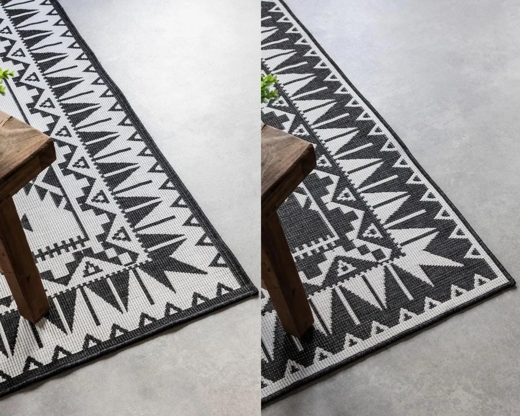 Dywan dwustronny zewnętrzny Gemini kremowo-czarny 120 cm x 170 cm