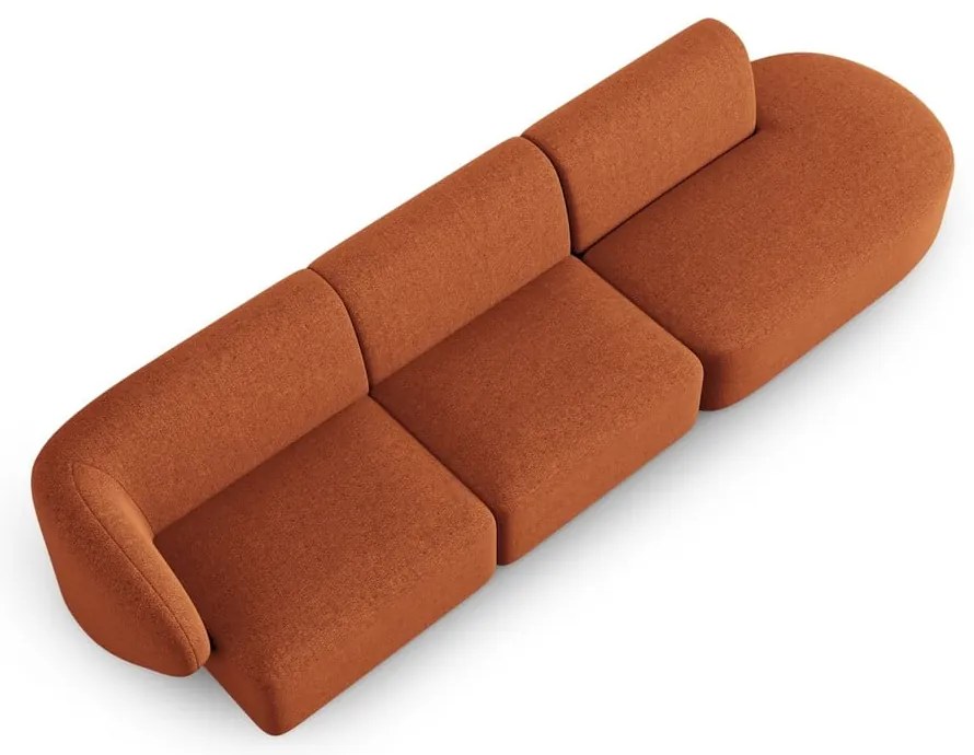 Sofa z tkaniny szenilowej lewostronna w kolorze terakoty 311 cm Paolo – Milo Casa