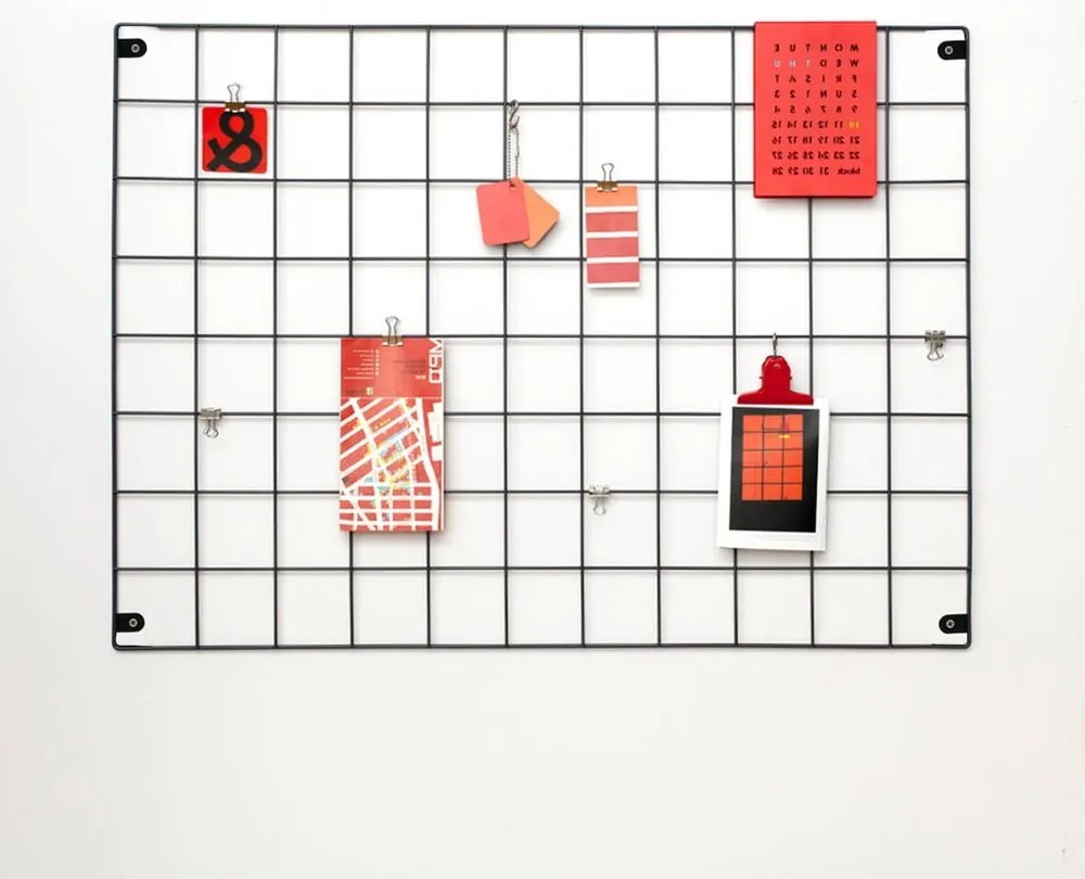 Czarna metalowa kratka-organizer, 50x70 cm