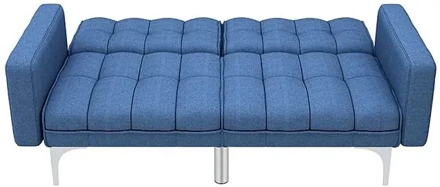Rozkładana niebieska kanapa z poduszkami E9-K92