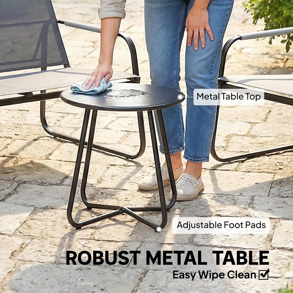 Outsunny Zestaw Mebli Ogrodowych dla 4 Osób Oddychająca Sofa Ogrodowa z 2-osobową Ławką, 2 Krzesłami, Okrągłym Stołem i Regulowanymi Nóżkami | Aosom PL