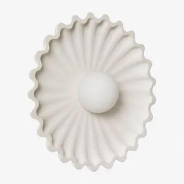 Kinkiet Ścienny Ø30 Cm Z Betonu Z Kulą Szklaną Sery Kremowa - Sklum