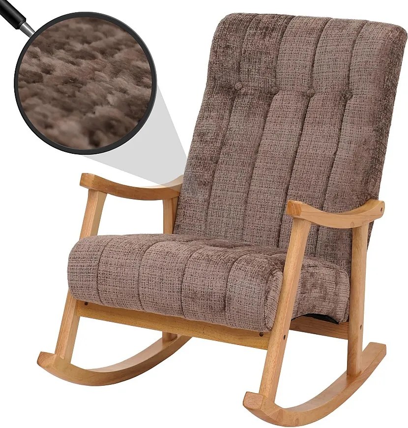 Fotel bujany MCW-K10,  brązowy, stelaż naturalny