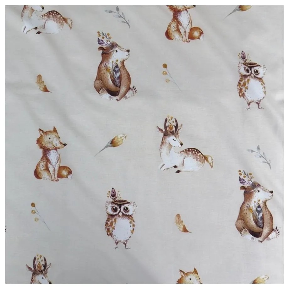 Beżowa bawełniana pościel dziecięca do łóżeczka 100x135 cm Animals "Woodland" – Jerry Fabrics