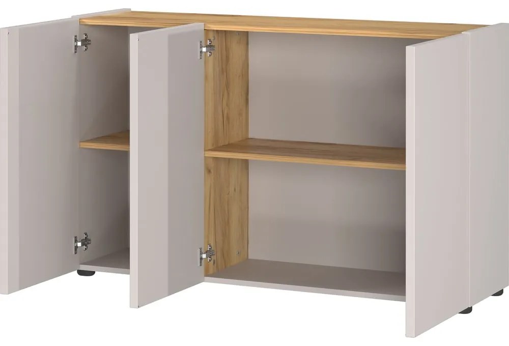 Kremowa szafka w dekorze dębu 120x76x34 cm Adrano – Germania