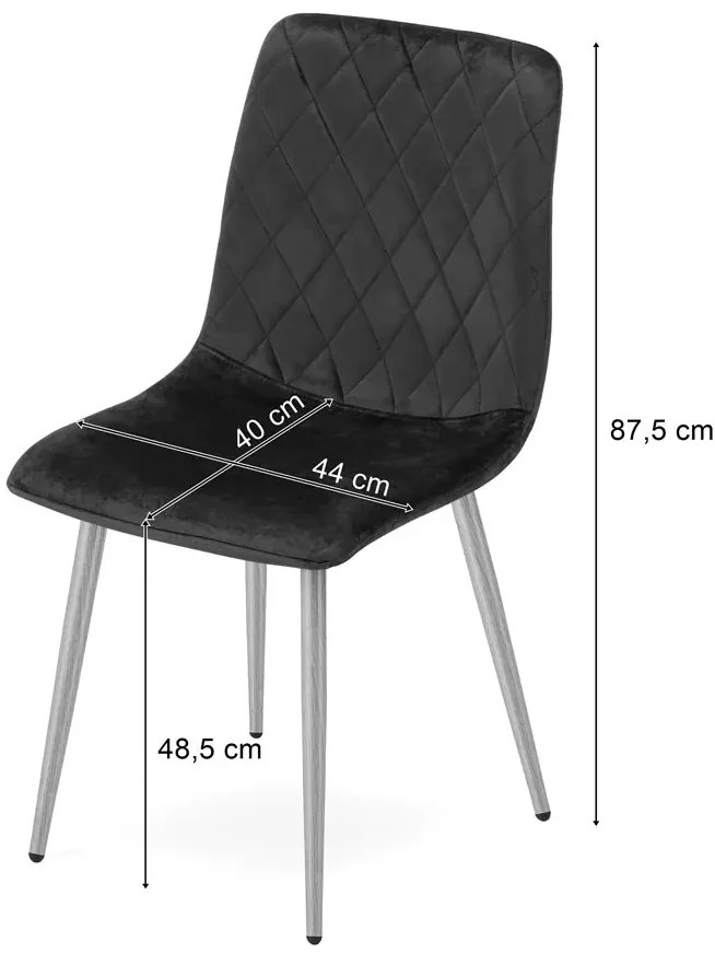 Zestaw 4 ciemnozielonych krzeseł metalowych T6-B42