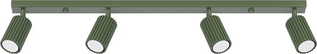 Lampa Sufitowa Minimalistyczny Karbon, Aluminium - 4 Źródło - L.81 X H.16.5 Cm - Zielony Oliwkowy