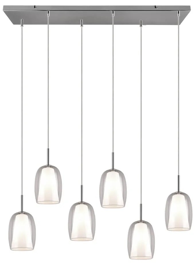 Lampa wisząca w srebrnym kolorze ze szklanym kloszem Barret – Trio Select