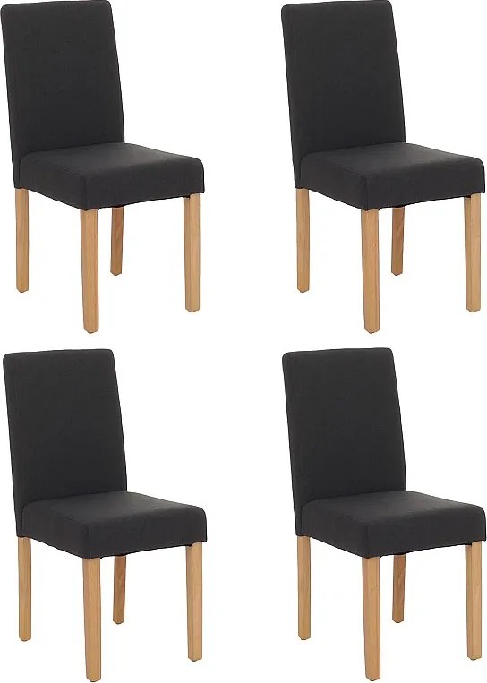 Krzesło do jadalni Littau (zestaw 4 sztuk),  tkanina, czarny, jasne nogi