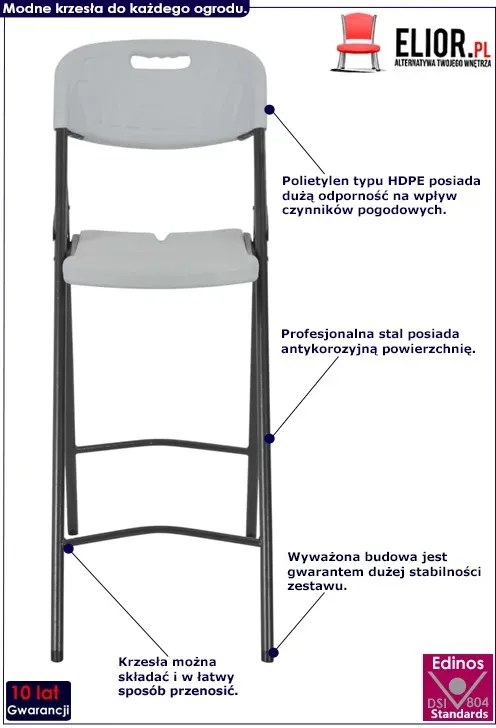 Zestaw barowych krzeseł ogrodowych - Arla
