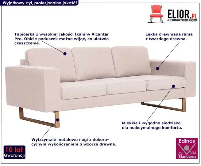 Elegancka trzyosobowa sofa Ladi 3X - kremowa