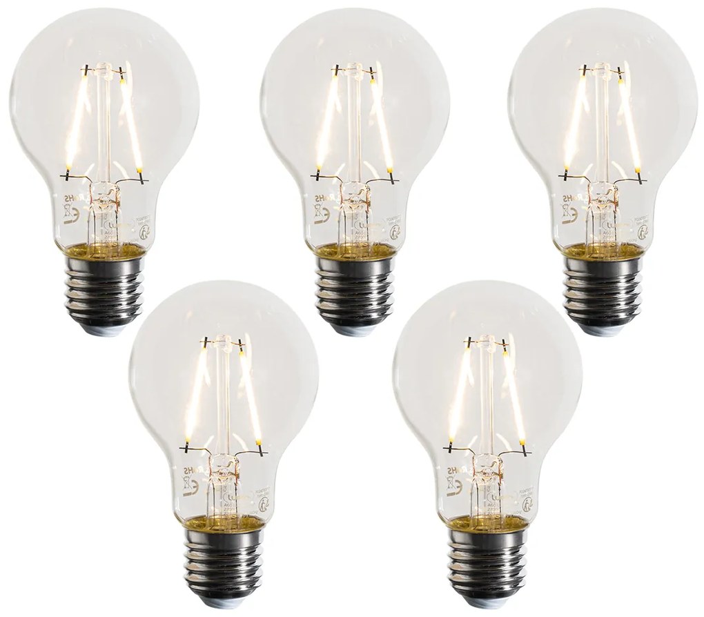 Zestaw 5 żarówek LED E27 A60 Przezroczyste 3W 320 lm 2700K