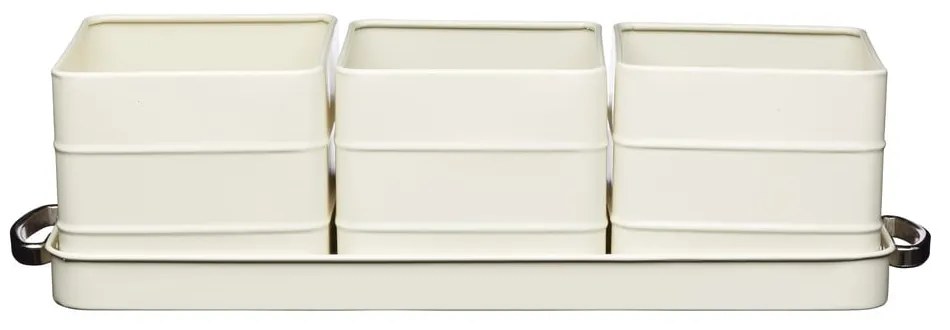 Zestaw 3 kremowych doniczek na zioła Kitchen Craft Living Nostalgia