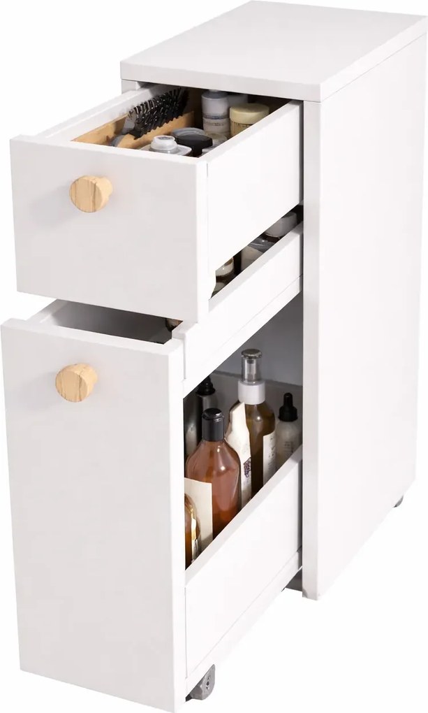 Biała Wąska Szafka Łazienkowa H4-F60