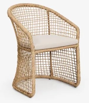 Krzesło Ogrodowe Z Podłokietnikami Ze Stali I Syntetycznego Rattanu Liparian Natural Colour & Blk Frame - Sklum