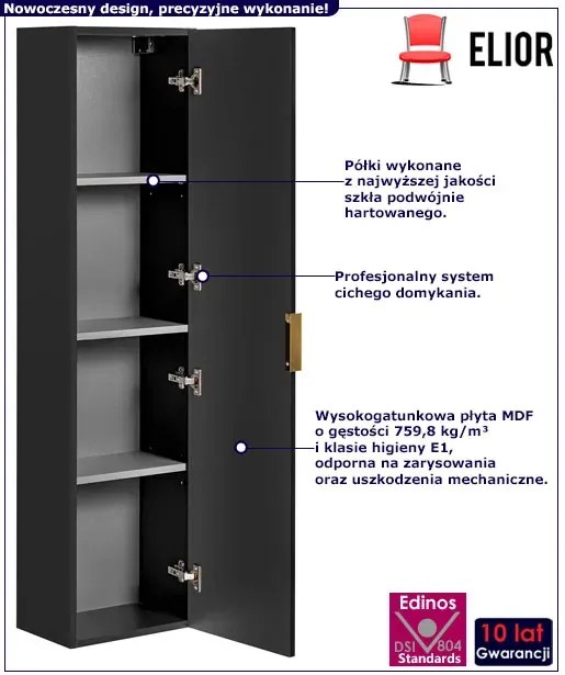 Czarny wiszący słupek łazienkowy - Edar 4X