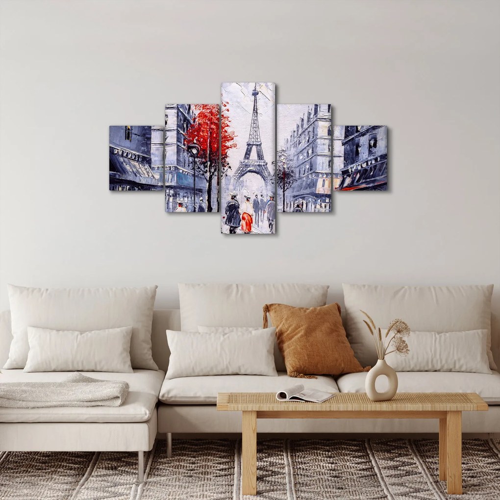 Obraz ulicy w Paryżu, obraz olejny (125x70 cm)