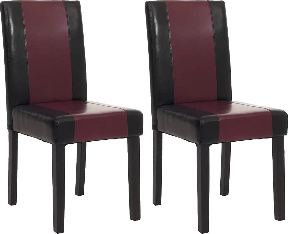 Zestaw 2 krzeseł do jadalni Littau ze sztucznej skóry,  imitacja skóry, czarno-czerwony, ciemne nogi