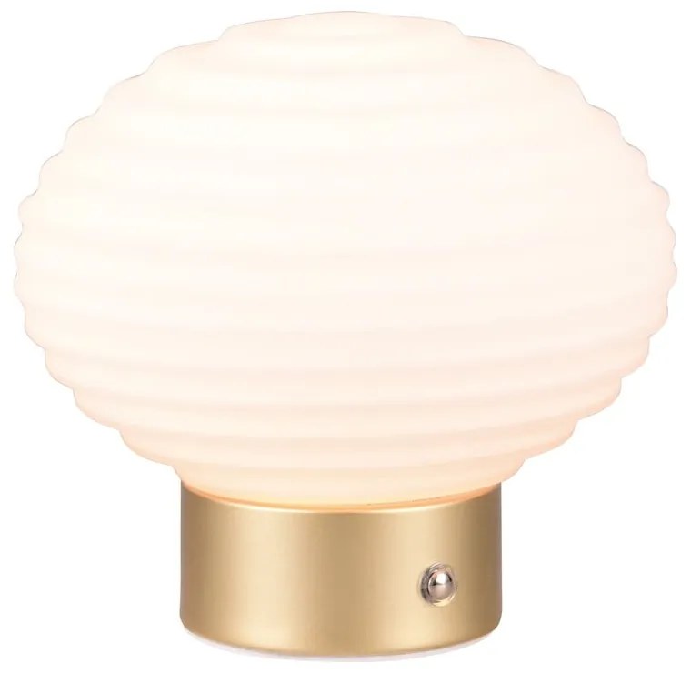 Lampa stołowa LED w biało-złotym kolorze ze ściemniaczem i szklanym kloszem (wys. 14,5 cm) Earl – Reality